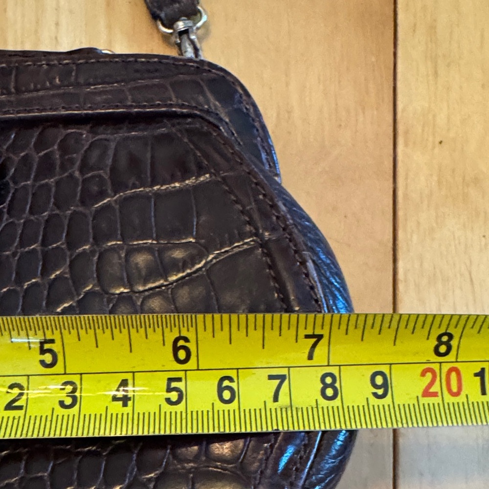 Brighton Mini Embossed Leather Bag in Dark Brown Purse Crossbody Handbag - Picture 8 of 9